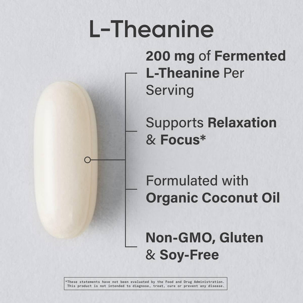 Close-up of L-Theanine 200mg softgel capsule