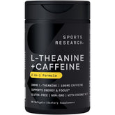 Hero image: Sports Research L-Theanine + Caffeine Softgels bottle on white background