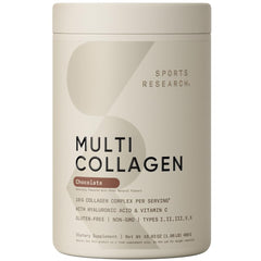 Sports Research Multi Collagen bottle and label on white backdrop