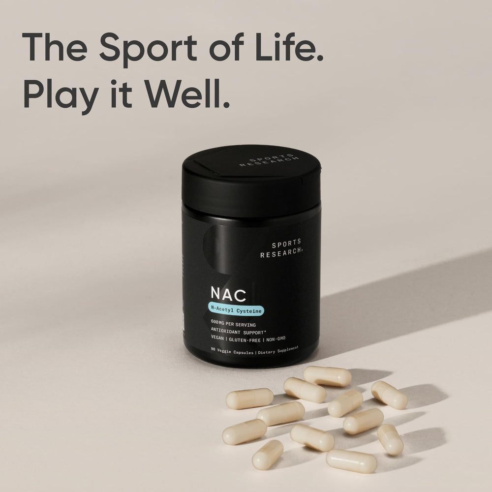 Side profile of NAC bottle showing capsules