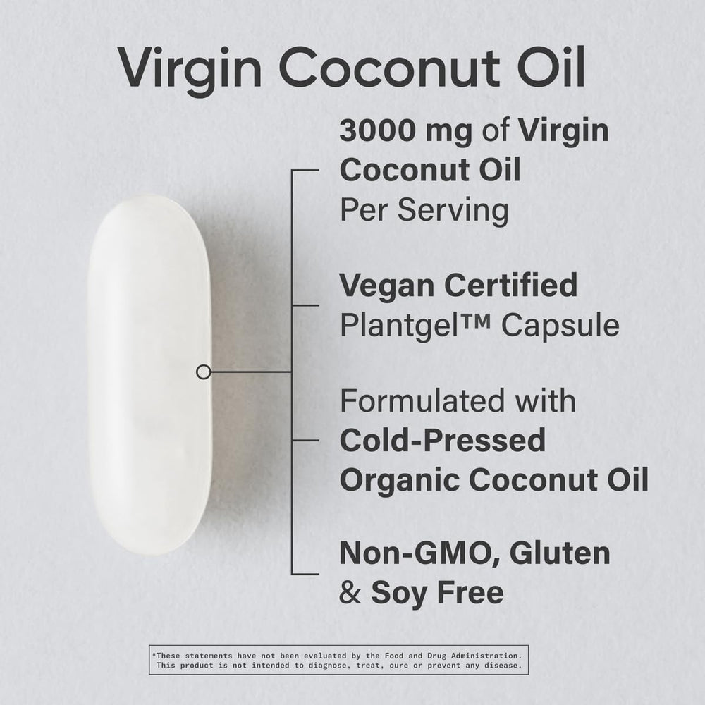 Product label with Organic Coconut Oil Capsules information