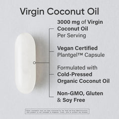 Product label with Organic Coconut Oil Capsules information