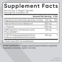 Sleep Complex box with Non-GMO and gluten-free certifications and safety marks