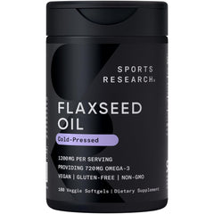 Sports Research Vegan Flaxseed Oil 1200mg bottle on white background