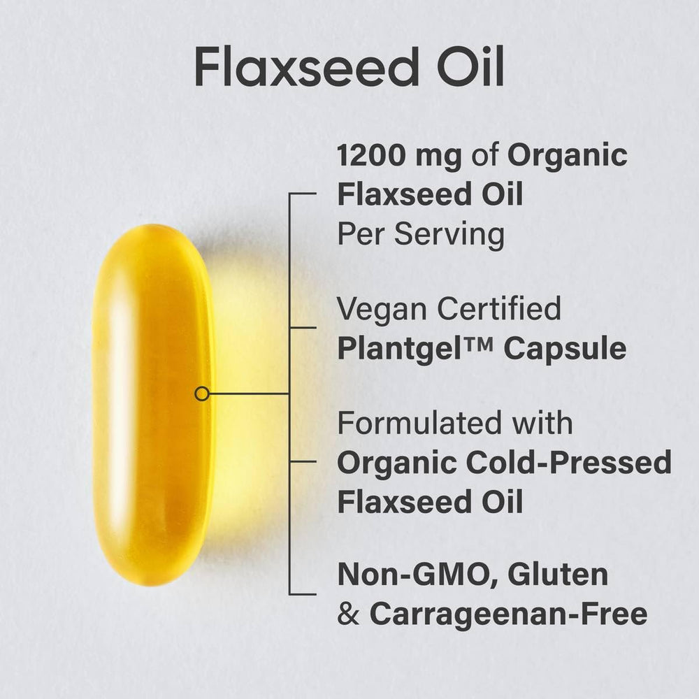 Close-up of 180 vegan softgels in bottle