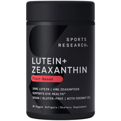 Sports Research vegan lutein 20 mg + zeaxanthin softgel capsules with organic coconut oil
