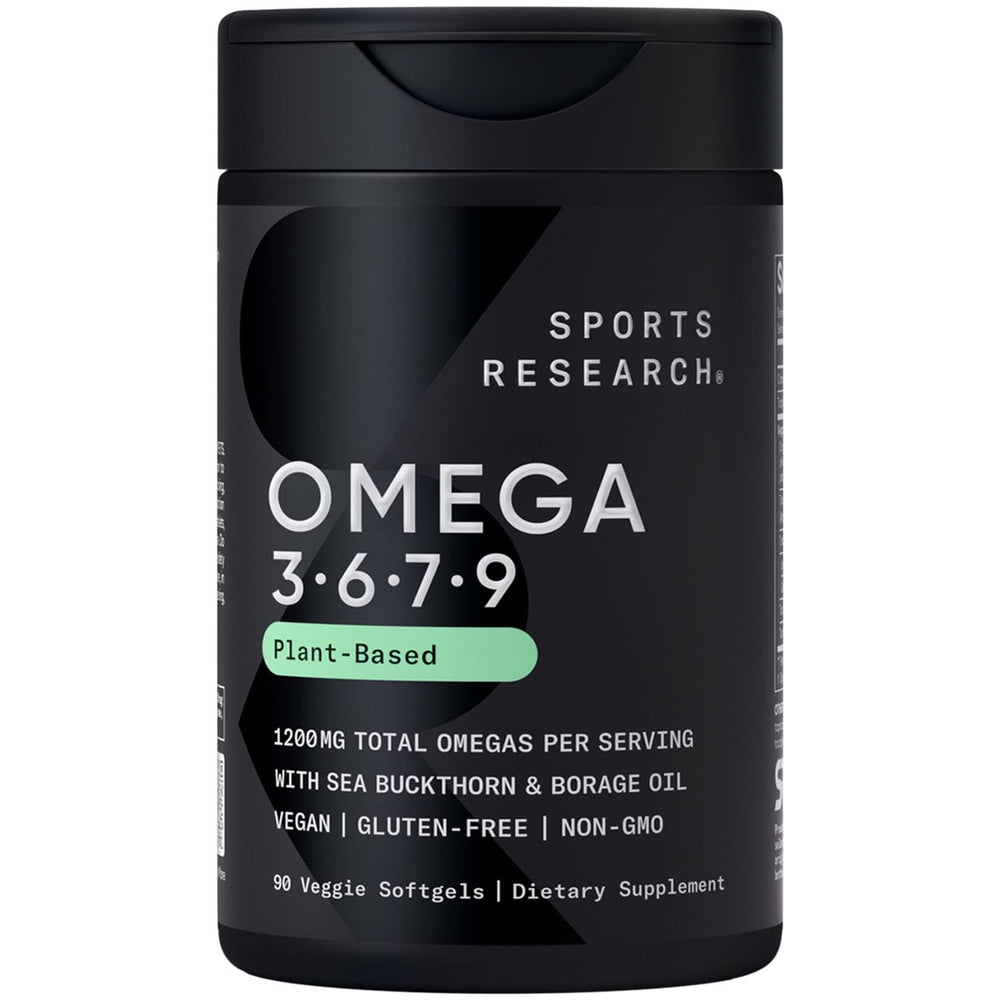 Sports Research Vegan Omega 3-6-7-9 vegan omega softgel bottle