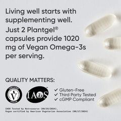 Non-GMO Verified Vegan Omega-3 softgels with algae oil