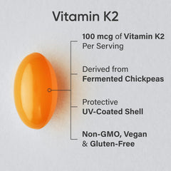Close-up of MK-7 100mcg softgels in bottle