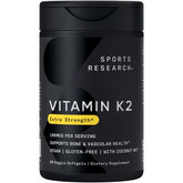 Front of Sports Research Vitamin K2 MK7 bottle with coconut oil softgels