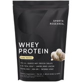 Front view of Sports Research Whey Protein Isolate Vanilla packaging