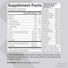Vanilla whey protein powder being measured or poured