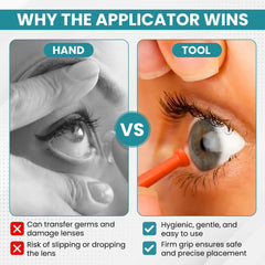 Travel-friendly orange lens applicator with suction