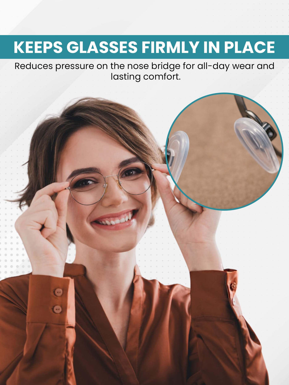 Easy push-in installation of silicone nose pads