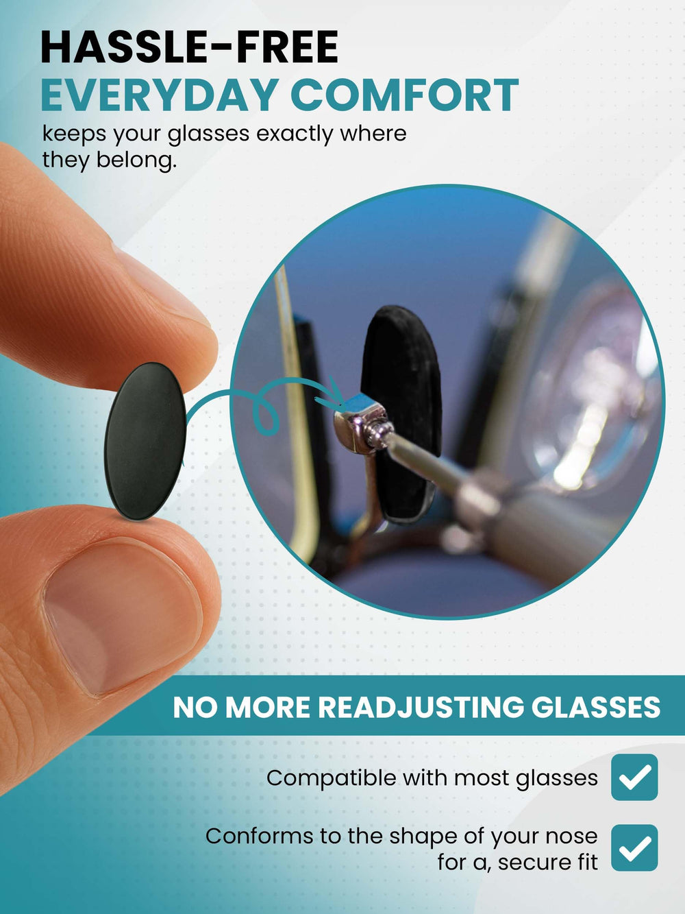 Screw-in nose pad with minimal design for glasses