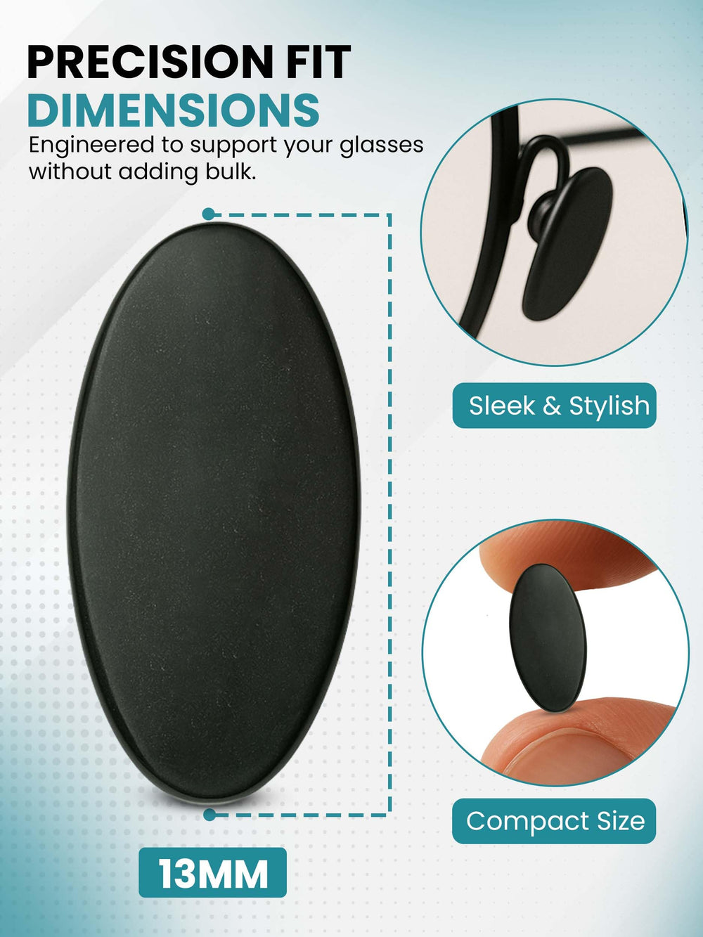 Titanium anti-slip nose pad attached to eyewear