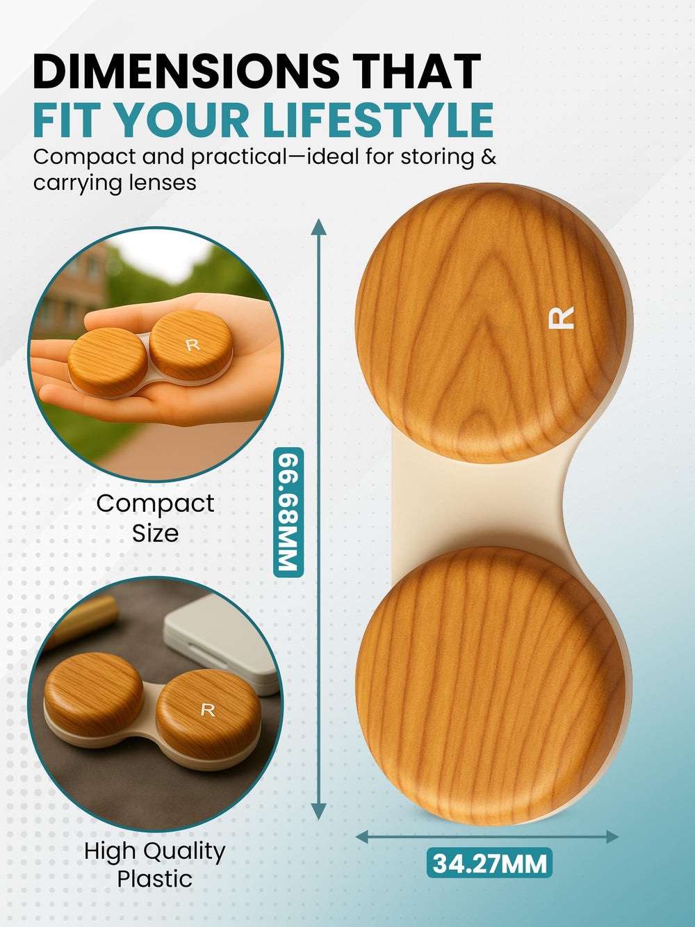 Durable plastic OptiCool lens case with travel-friendly design