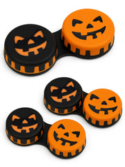 Halloween-themed Sports World Vision contact lens case with two colored lids