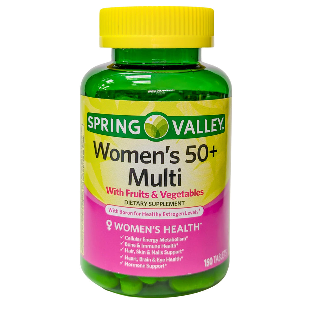 Bottle of Spring Valley Women's 50+ Multi with Fruits & Vegetables – 150 tablets