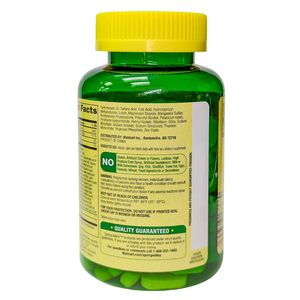 Illustration of the fruit and vegetable blend used in Spring Valley 50+ Multi