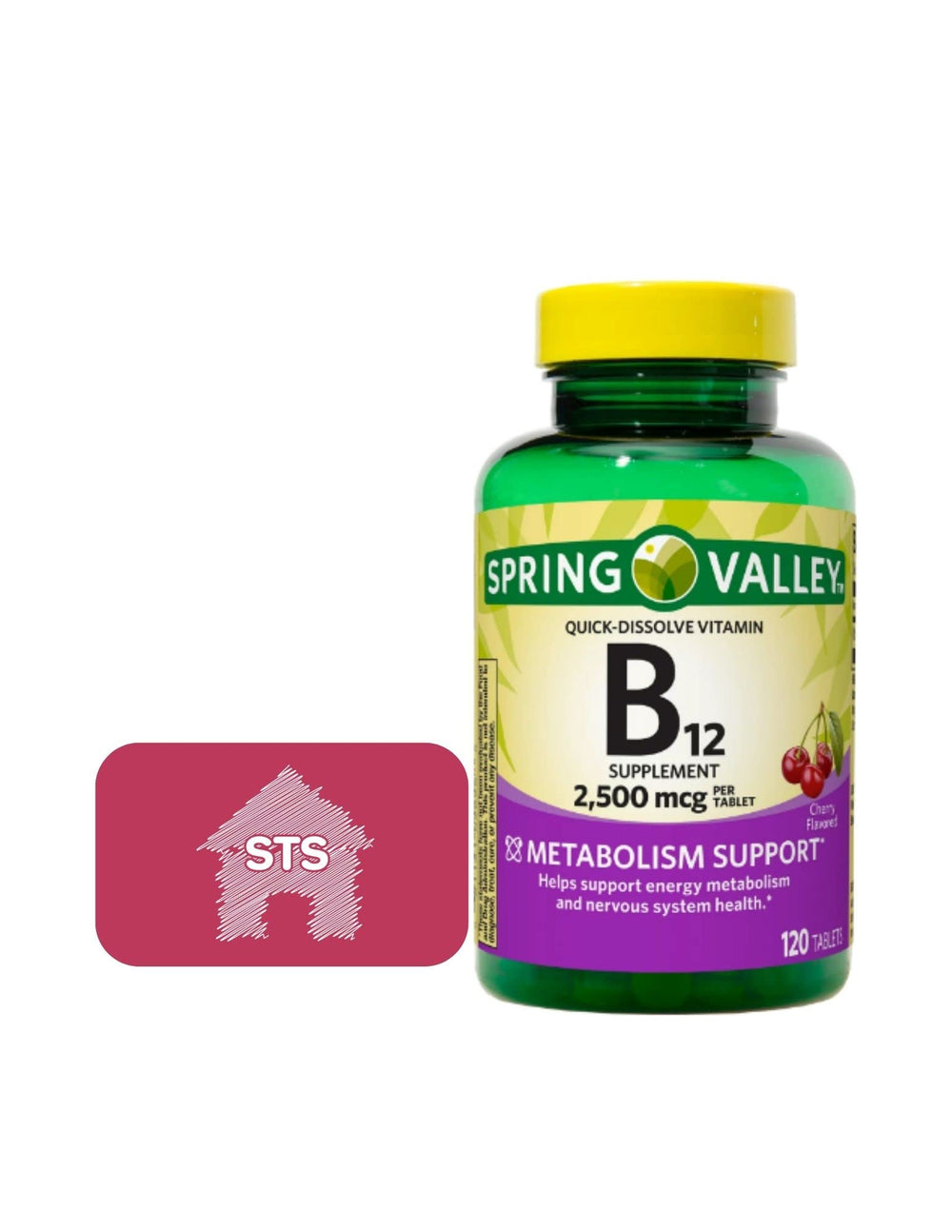 Spring Valley Vitamin B12 Quick-Dissolve Tablets cherry flavor 2,500 mcg per tablet