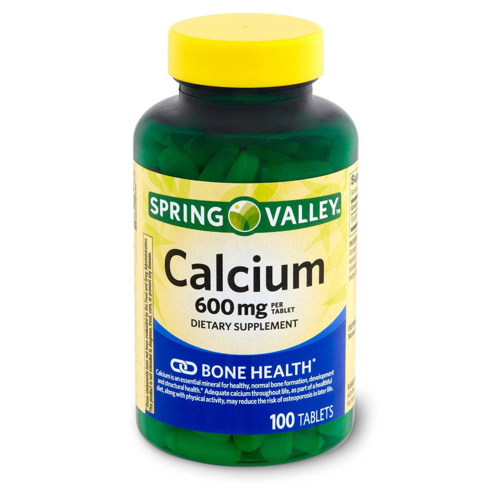 Spring Valley Calcium 600mg bottle with 100 tablets