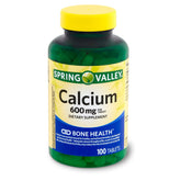 Spring Valley Calcium 600mg bottle with 100 tablets