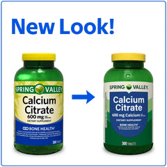 Side view of Spring Valley Calcium Citrate bottle