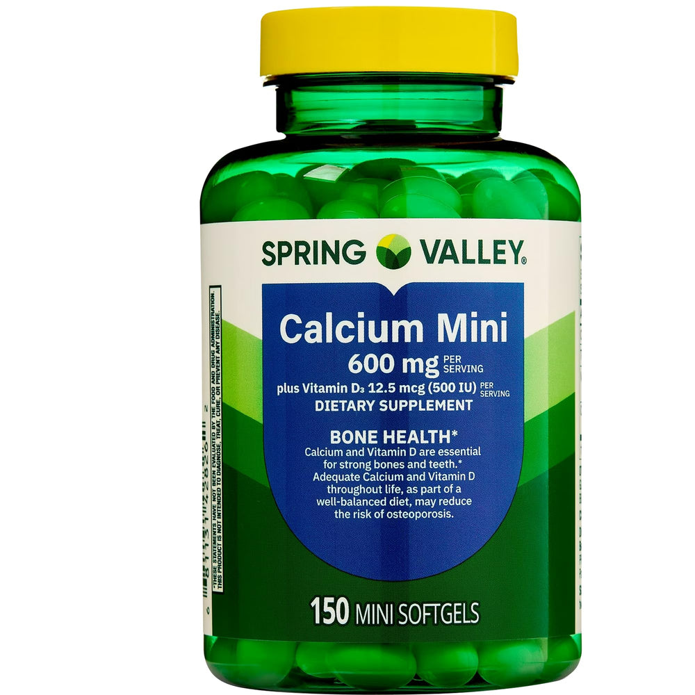 Spring Valley Calcium Mini 600mg with Vitamin D3 bottle 150-count