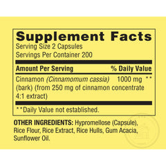 Spring Valley Cinnamon 1000 mg vegetarian capsules
