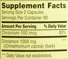 Retail packaging of Spring Valley Cinnamon 500mg Plus Chromium Twin Pack