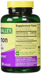 Spring Valley Cinnamon 500mg Plus Chromium Twin Pack – back view