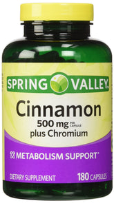 Spring Valley Cinnamon 500mg Plus Chromium Twin Pack – front view