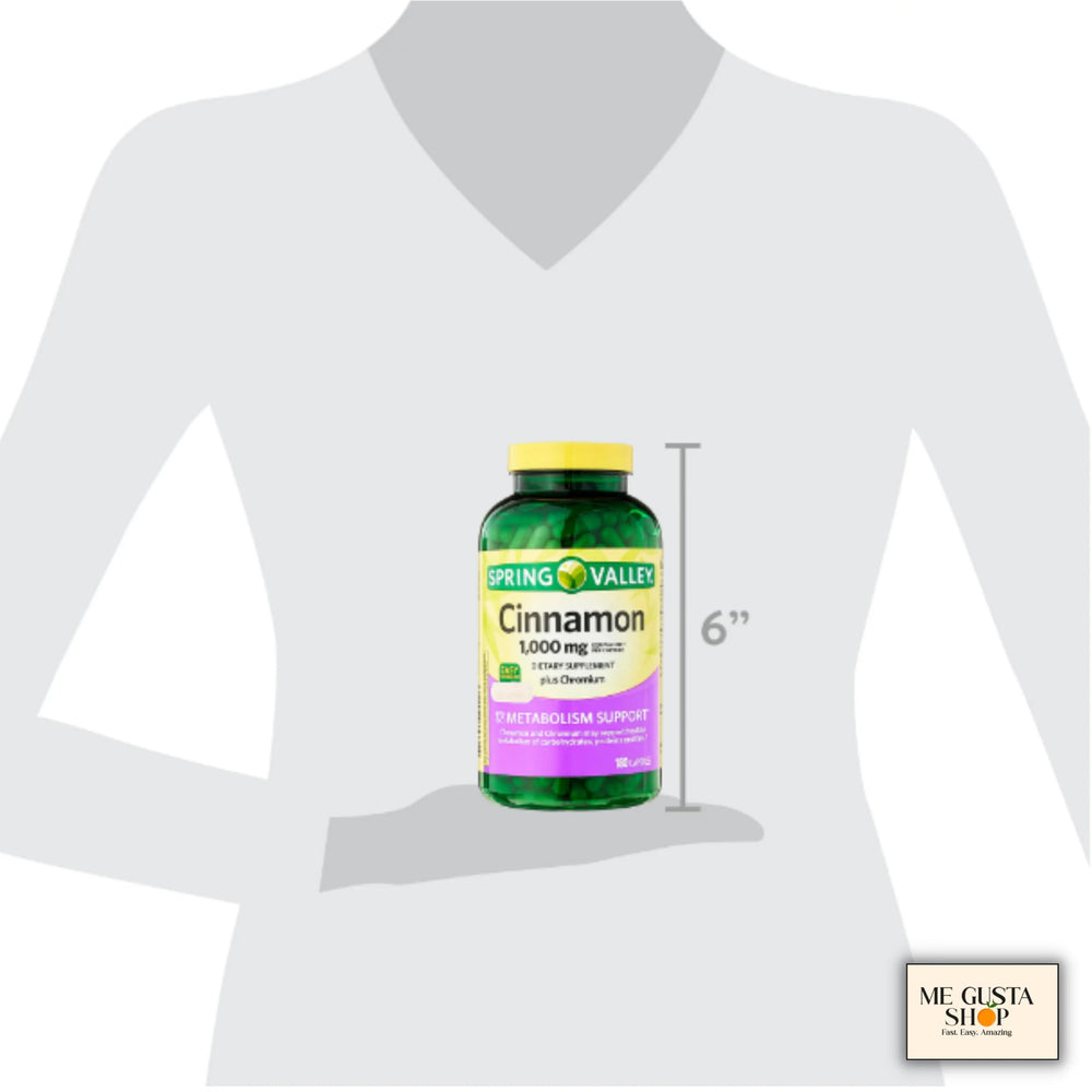 Dietary supplement bottle showing Cinnamon Plus Chromium 1,000 mg