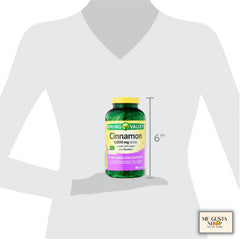 Dietary supplement bottle showing Cinnamon Plus Chromium 1,000 mg