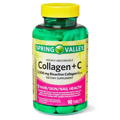 Spring Valley Highly Absorbable Collagen + Vitamin C 90 ct bottle front view