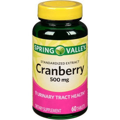 Spring Valley Cranberry 500 mg standardized extract bottle - 60 tablets