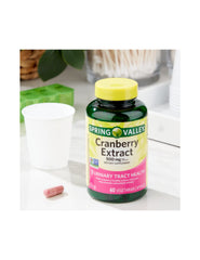Close-up of 500 mg cranberry extract capsules