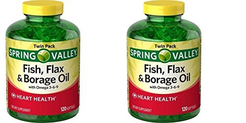 Spring Valley Fish, Flax & Borage Oil Softgels – front view with 2-pack