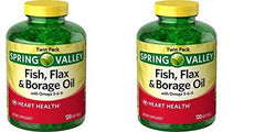 Spring Valley Fish, Flax & Borage Oil Softgels – front view with 2-pack