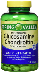 Bottle label for Spring Valley Glucosamine Chondroitin Triple Strength 340 tablets Twin Pack