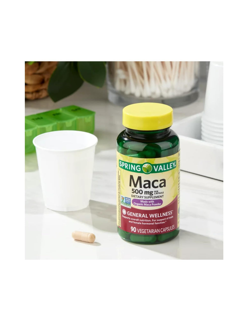Non-GMO Project Verified seal on Maca Root bottle