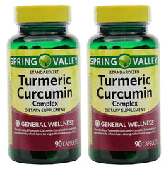 Spring Valley Turmeric Curcumin Complex with Ginger Powder capsules, 500 mg per capsule, 90-count bottle, 2-pack