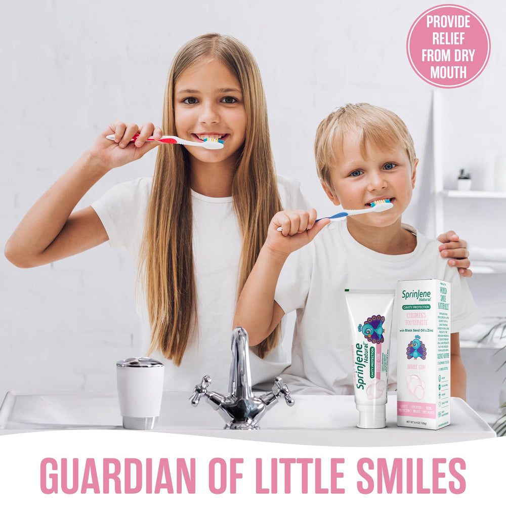Ingredients include black seed oil and zinc in SprinJene toothpaste