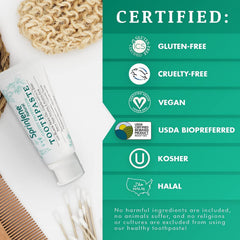 Icons for vegan, cruelty-free, halal, and kosher certifications