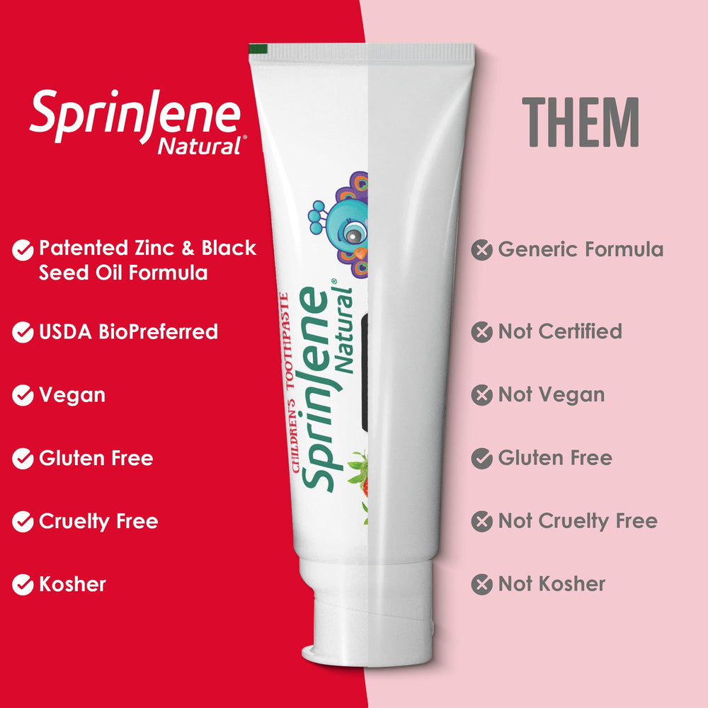 Made in USA label on SprinJene toothpaste