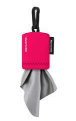 SPUDZ 6x6 hot pink microfiber cloth attached to closable neoprene pouch