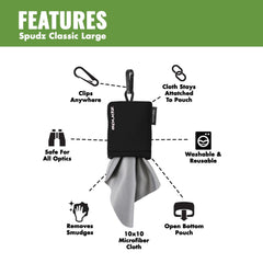 Pull-out design of SPUDZ microfiber cloth in its pouch