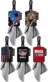 SPUDZ Classic Trump MAGA Variety Pack: five 6x6 microfiber towels with neoprene pouches