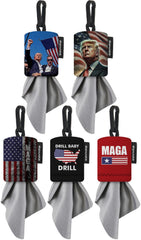 SPUDZ Classic Trump MAGA Variety Pack: five 6x6 microfiber towels with neoprene pouches